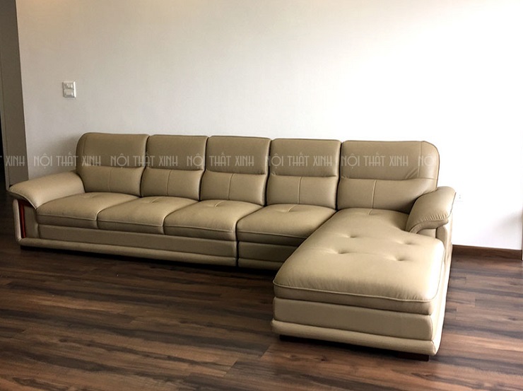 Bộ sofa da cao cấp NTX708 đã bàn giao mang màu trầm