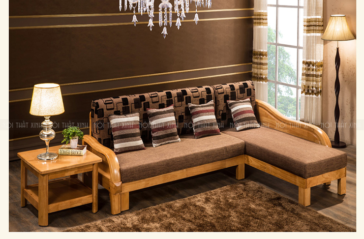 Chọn sofa góc gỗ đệm cho phòng khách