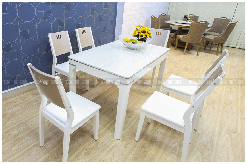 Có nên mua bàn ghế ăn màu trắng đẹp cho nhà bếp hiện đại?