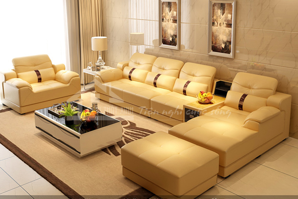 Cảm giác sang trọng và tiện nghi từ bộ ghế sofa với tông nền vàng cam