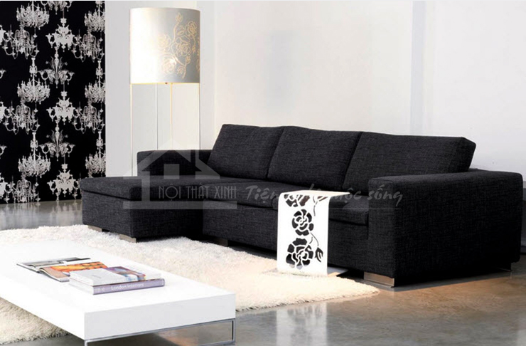 Không gian cuốn hút với ghế sofa phòng khách màu đen