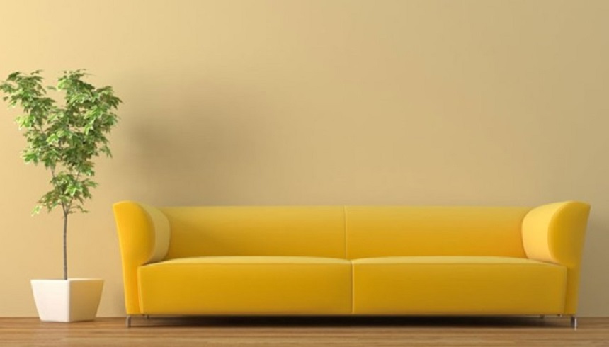 ghế sofa phòng khách màu vàng