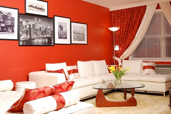 Không khí Giáng sinh ấm áp với không gian nội thất phòng khách màu đỏ