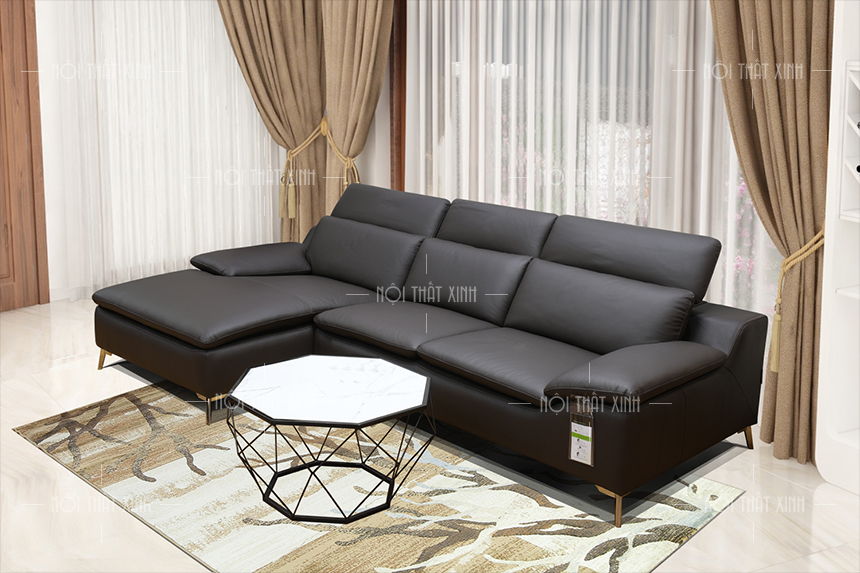 mẫu sofa da màu đen
