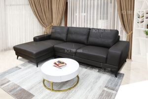 mẫu sofa da màu đen