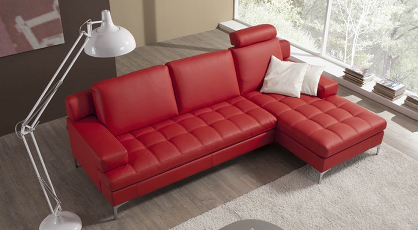 mẫu sofa da màu đỏ