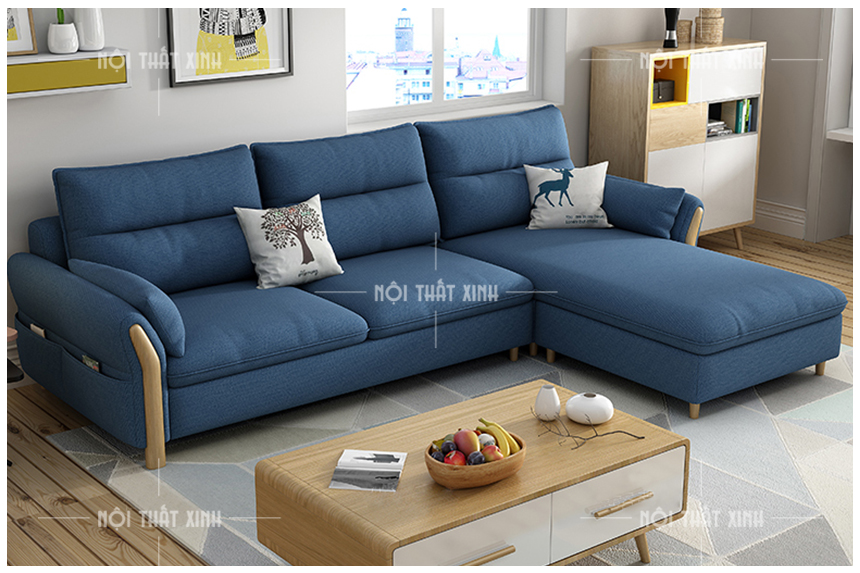sofa nỉ đẹp màu xanh