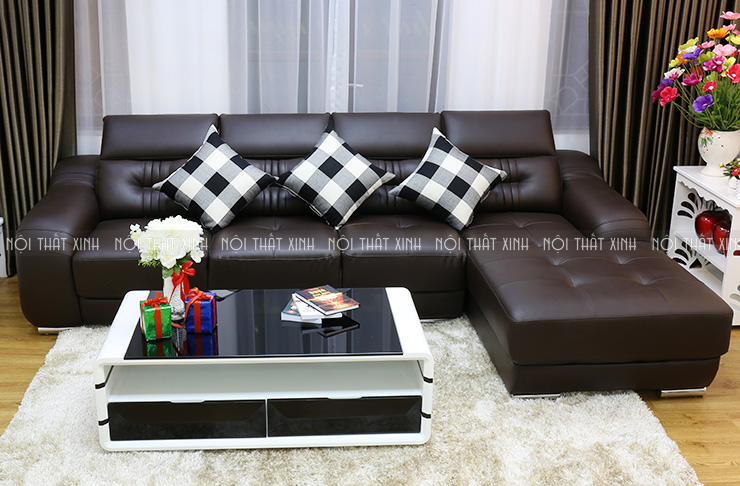 Bộ sofa da thật cho phòng khách rộng