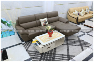 Chọn sofa da thật cho phòng khách rộng