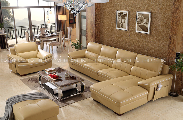Các bộ sofa da thật cho phòng khách rộng