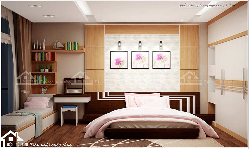 Không gian nội thất phòng ngủ bố mẹ thiết kế theo phong cách master