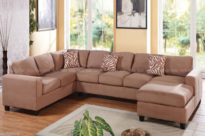 Mẫu sofa phòng khách chữ U cho không gian rộng