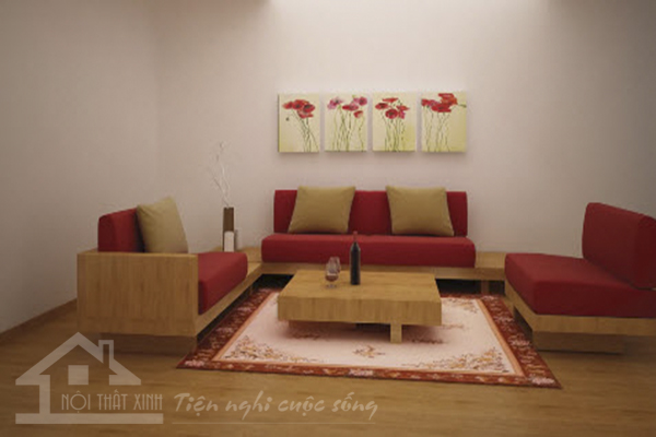 Bộ sofa kết hợp bàn trà cùng tông màu