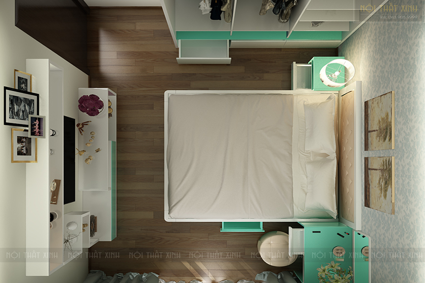 mẫu thiết kế nội thất chung cư Linh Đàm 3 phòng ngủ