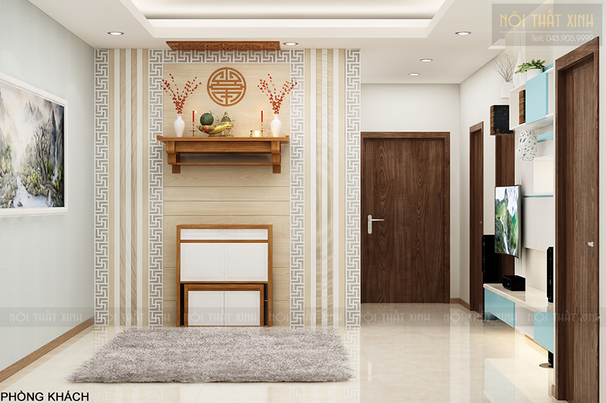 mẫu thiết kế nội thất chung cư Linh Đàm 3 phòng ngủ