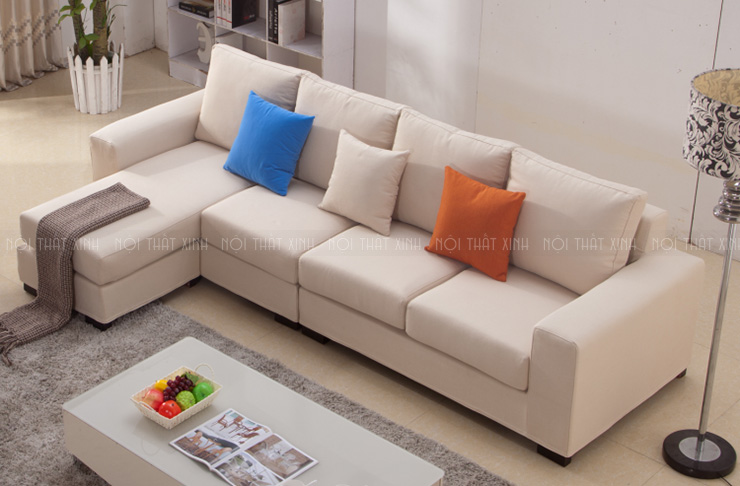 Sofa góc bọc vải cho không gian
