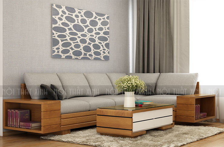 Mẫu sofa gỗ dạng góc đẹp thiết kế kích thước 2800x2600x750