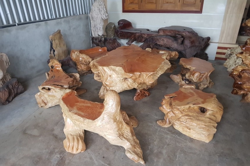 bàn trà gỗ nguyên khối