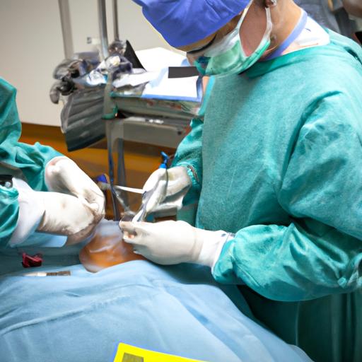 Bác sĩ đang tiến hành phẫu thuật để cắt bỏ ruột thừa của người bệnh bị viêm màng túi.