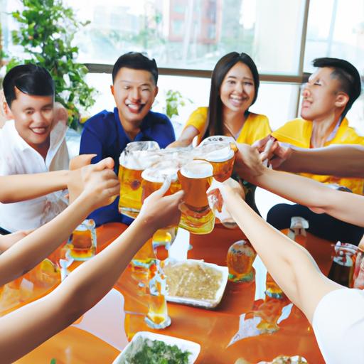 Bạn bè cùng nhau thưởng thức hương vị bia Sài Gòn Đỏ