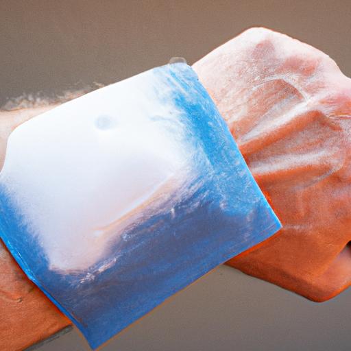 Băng giữ lạnh được đặt trực tiếp lên vết bầm tím trên tay.