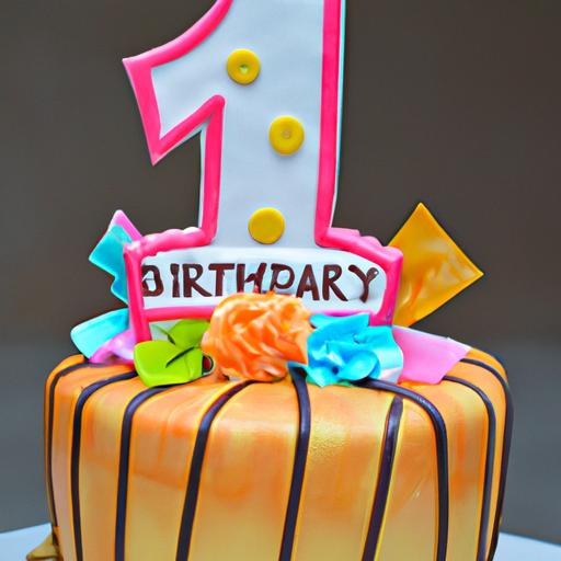 Bánh sinh nhật của trẻ em được trang trí bằng kem đắp nhiều màu sắc
