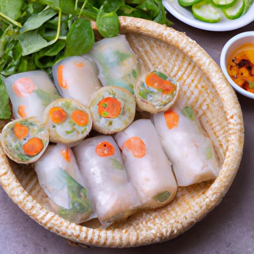 Cuốn bánh tráng lụi tôm thịt rau thơm ngon - Delicious bánh tráng lụi rolls with shrimp, meat, and herbs filling