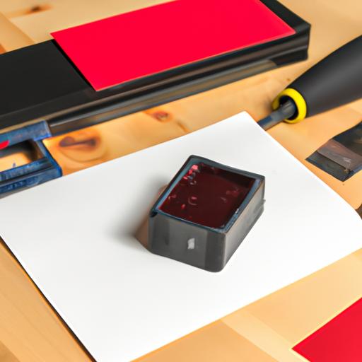 Bộ công cụ để tẩy mực giấy than trên hóa đơn đỏ trên bàn