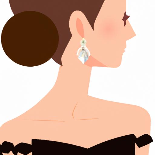 Người phụ nữ diện bộ đôi bông tai kim cương và chiếc váy đen quyến rũ.