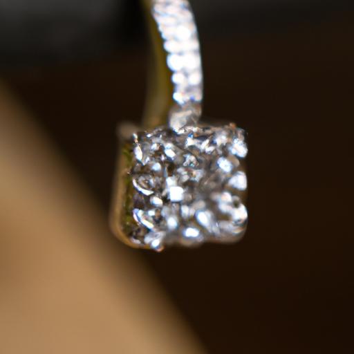 Gần cận một chiếc bông tai kim cương duy nhất rực rỡ ánh sáng.