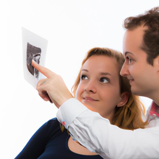 Cặp đôi nhìn vào hình ảnh siêu âm của em bé chưa sinh
