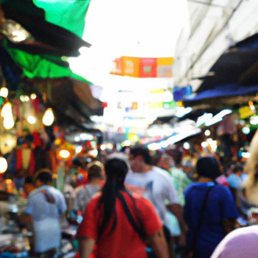 Khung cảnh chợ đường sầm uất tại Thái Lan với màu sắc sống động và người dân bận rộn