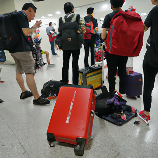 Một nhóm hành khách đang chờ lấy hành lý tại khu vực trả hàng sau khi hạ cánh với Vietjet