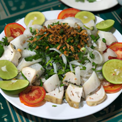 Một đĩa salad cá lưỡi trâu với sốt chanh thơm ngon