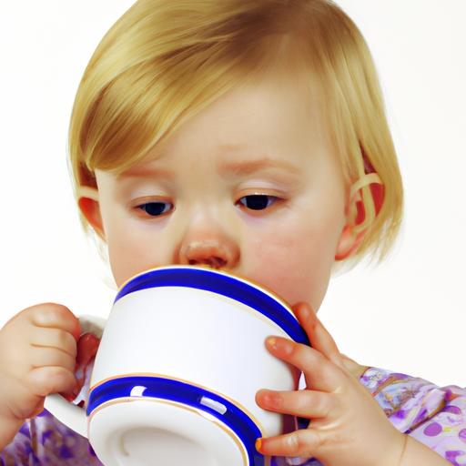 Đứa trẻ uống từ cốc lần đầu tiên