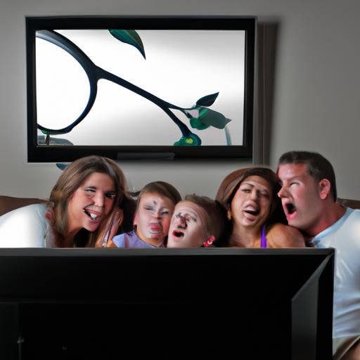 Gia đình hạnh phúc xem chương trình yêu thích trên màn hình tivi Sony 43 inch