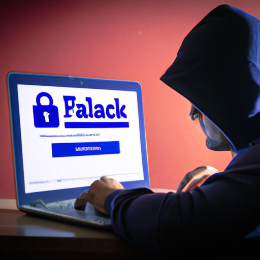 Hacker đang gõ phím trên laptop và nhìn vào trang đăng nhập Facebook