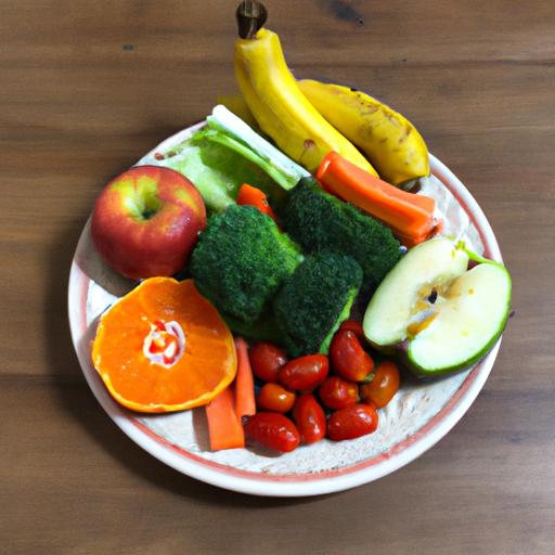 Đĩa hoa quả và rau củ giàu vitamin C và flavonoid giúp làm giảm thời gian phục hồi của vết bầm tím.
