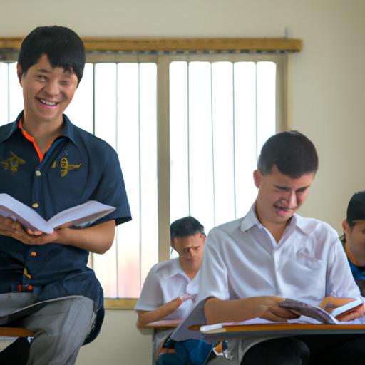 Học sinh đang tìm hiểu các tác phẩm của Nguyễn Tuân trong lớp học