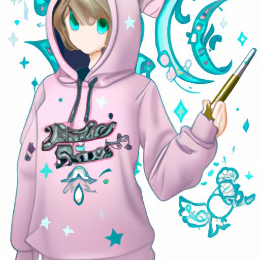 Hoodie phong cách anime với cô gái phép thuật có cánh và cây đũa