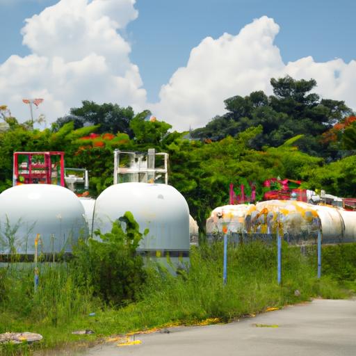 Khu vực lưu trữ bình gas tại nhà máy sản xuất