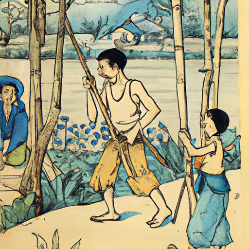 Một khung cảnh từ một trong các truyện của Nam Cao, miêu tả cuộc sống nông thôn Việt Nam