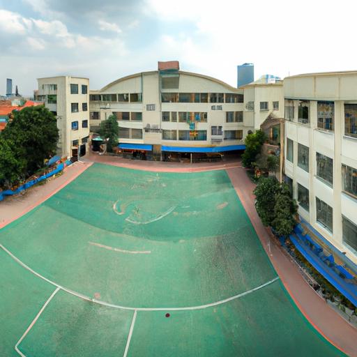 Khung cảnh toàn cảnh của khuôn viên trường THPT hàng đầu tại Thành phố Hồ Chí Minh, thể hiện các tiện ích và thiết bị hiện đại nhất.