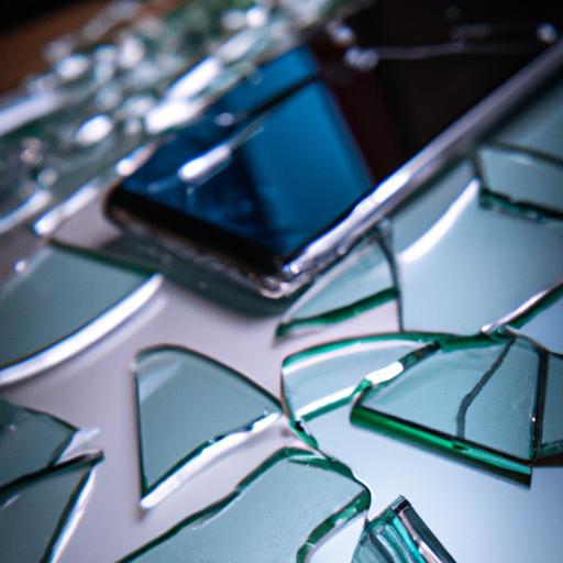 Các mảnh vỡ kính nằm rải rác xung quanh chiếc điện thoại Oppo trong phía sau
