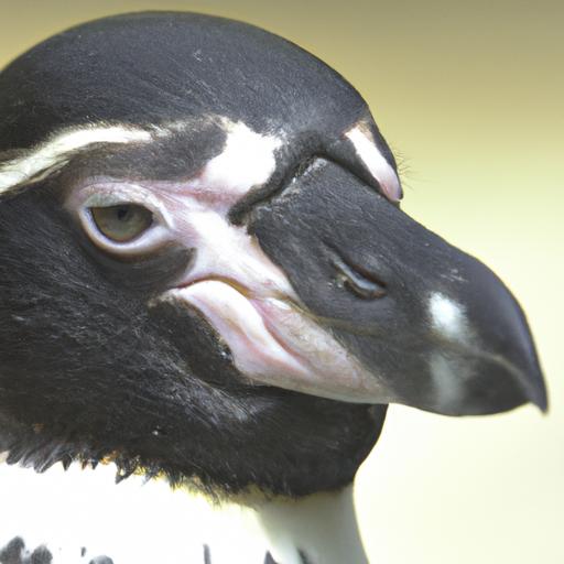 Mỏ và mắt của chim cánh cụt được chụp rất gần
