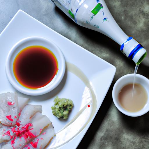 Món sashimi cá cơm sống tươi ngon với xì dầu và gia vị wasabi bên cạnh