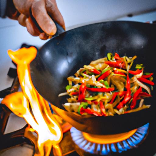 Nấu món ăn cay nồng với ớt trên chảo