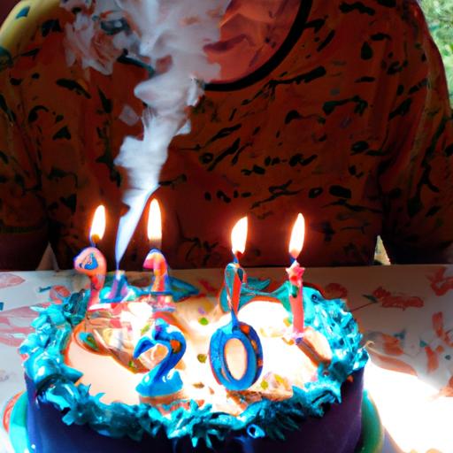 Người đánh gió nến trên chiếc bánh sinh nhật của họ vào ngày 26 tháng sáu