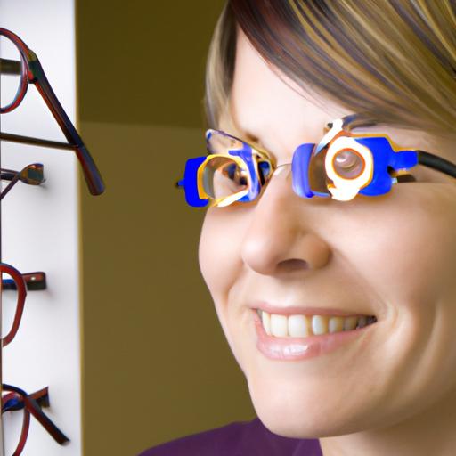 Người dùng thử nhiều mẫu kính cận tại phòng khám mắt