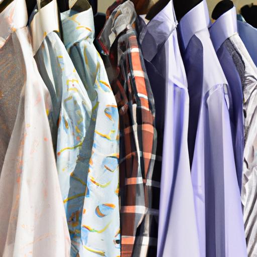 Nhiều loại áo sơ mi nam với nhiều màu sắc và hoa văn khác nhau treo trên giá để áo